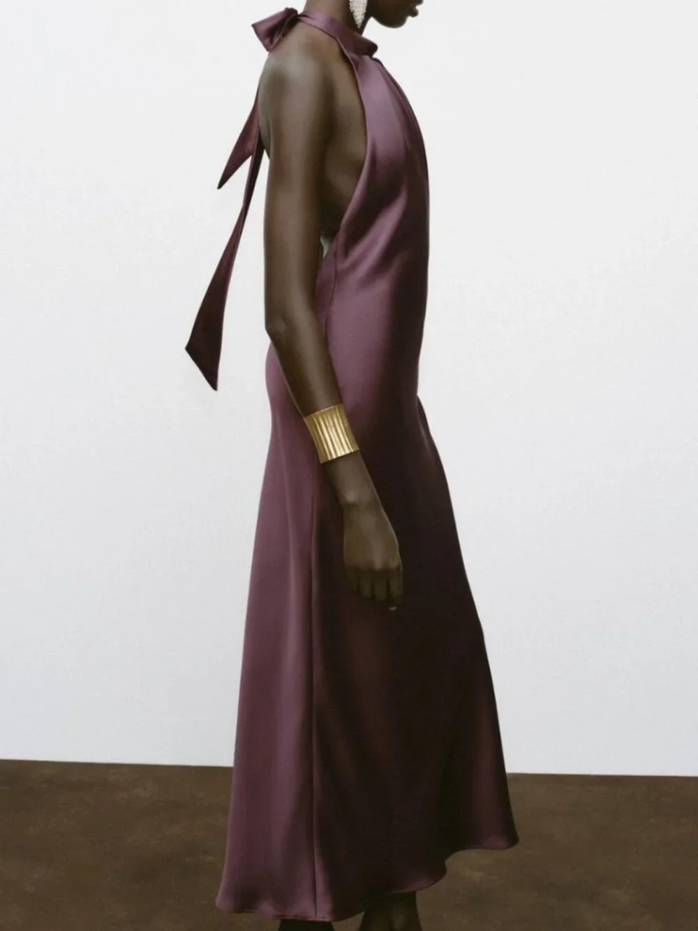 Zara Open Back Satin Midi Dress | Deep Burgundy | NWT | Size M